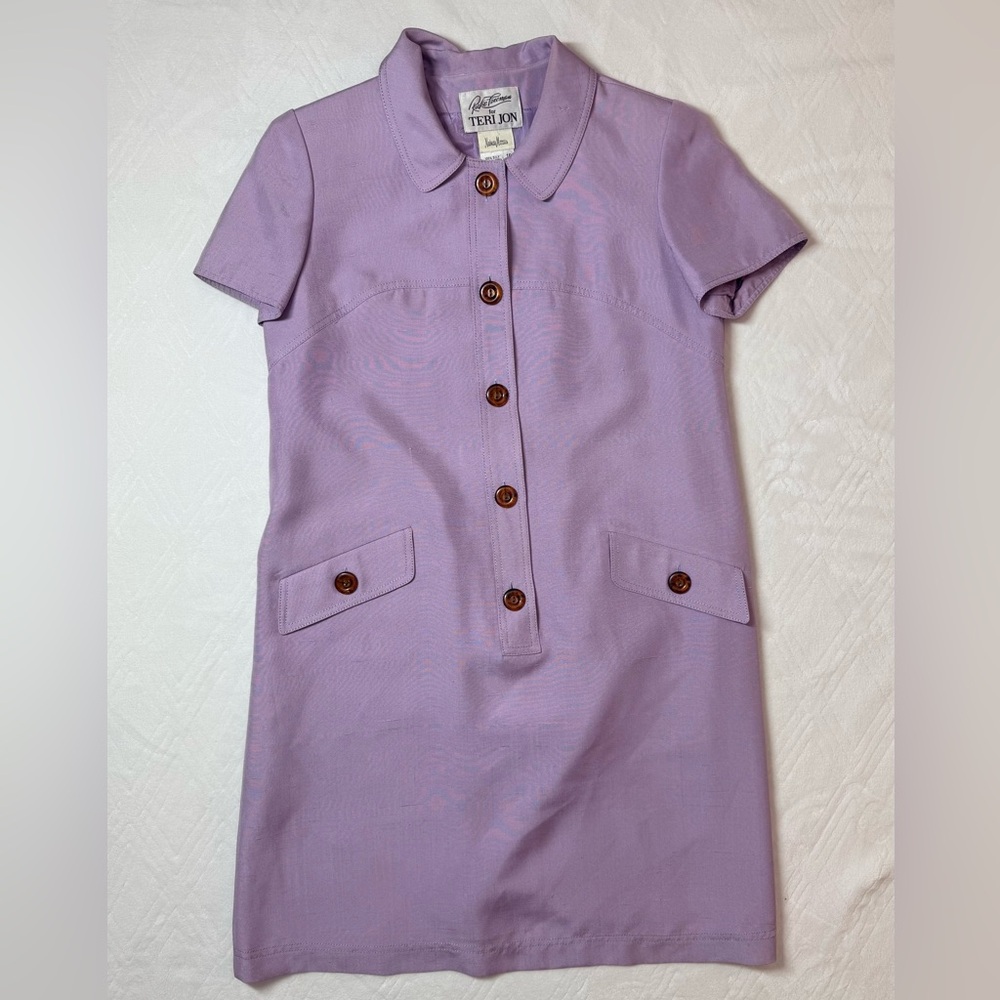 Teri Jon Lilac Short-Sleeve Mini Dress